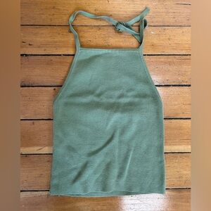 Brandy Melville sage green cropped halter top.